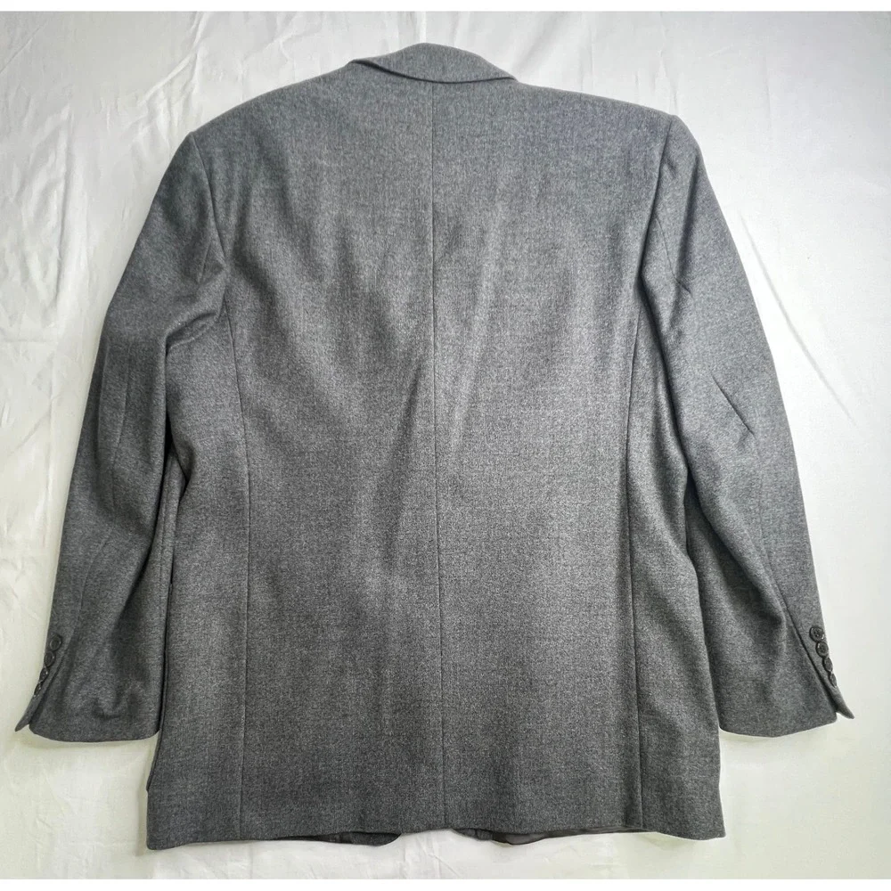 Andrew Fezza New York Gray Worsted Wool‎ Cashmere Blazer Mens 42R